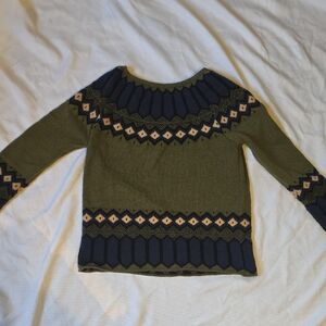 Green and Navy Patterned Sweater